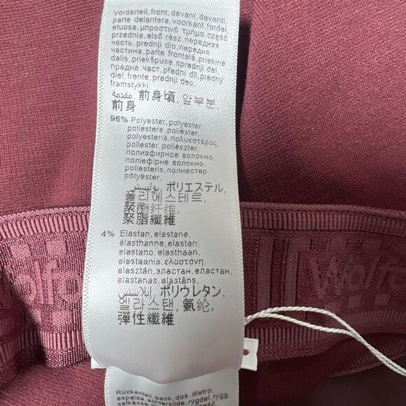 NWT Wolford Net Vegan Leather Leggings Port Royale Burgundy Logo High Waist Pant - Picture 10 of 12